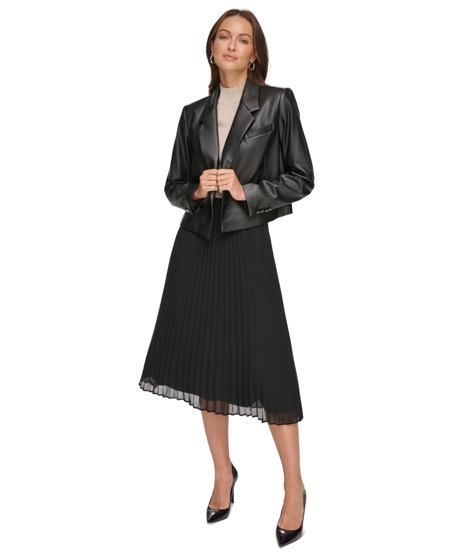 Женская юбка DKNY Pleated Midi, цвет: Чёрный — фото 13