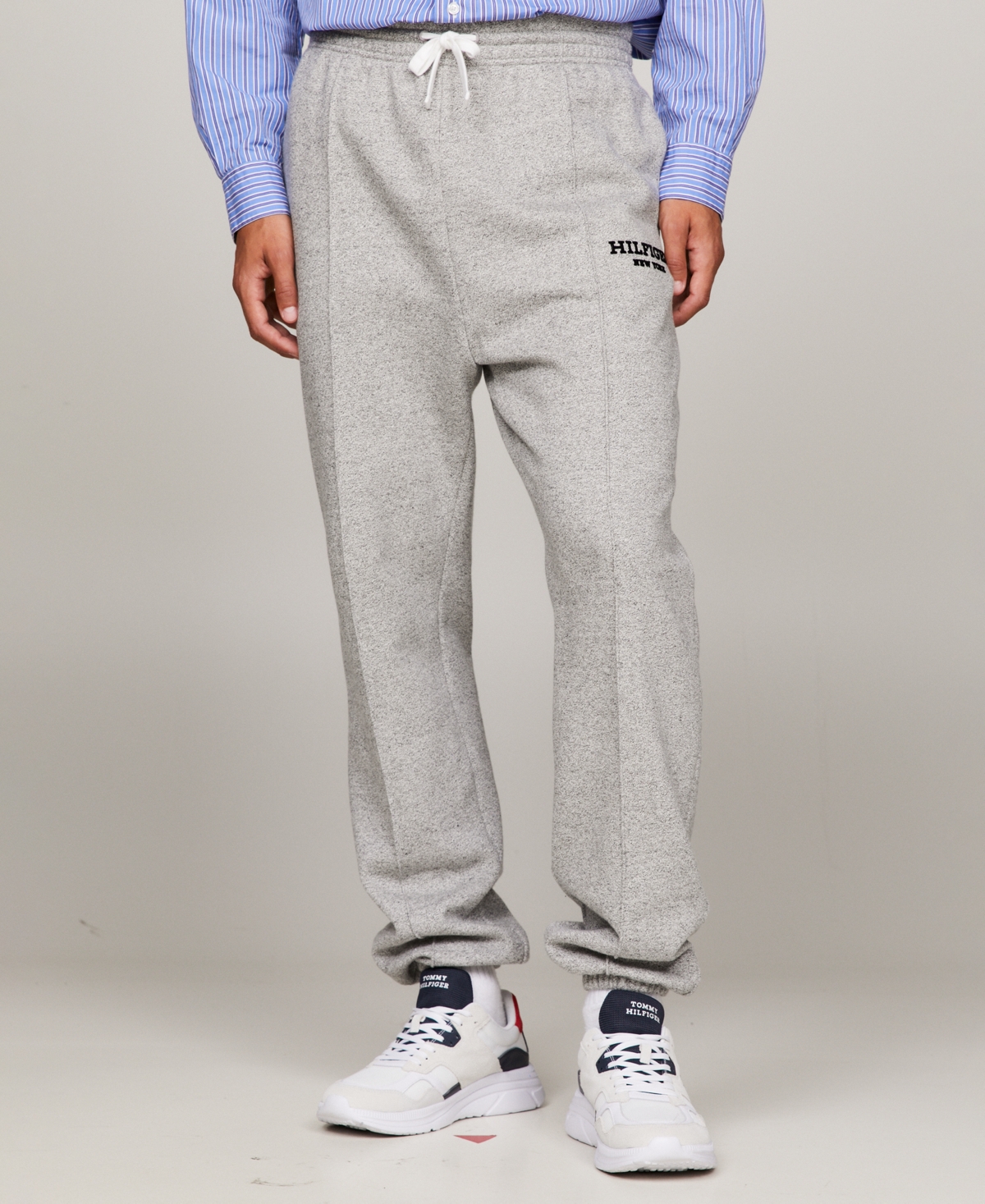 Shop Tommy Hilfiger Men's Monotype Mouline Sweatpants In Dark Grey Heather,multi