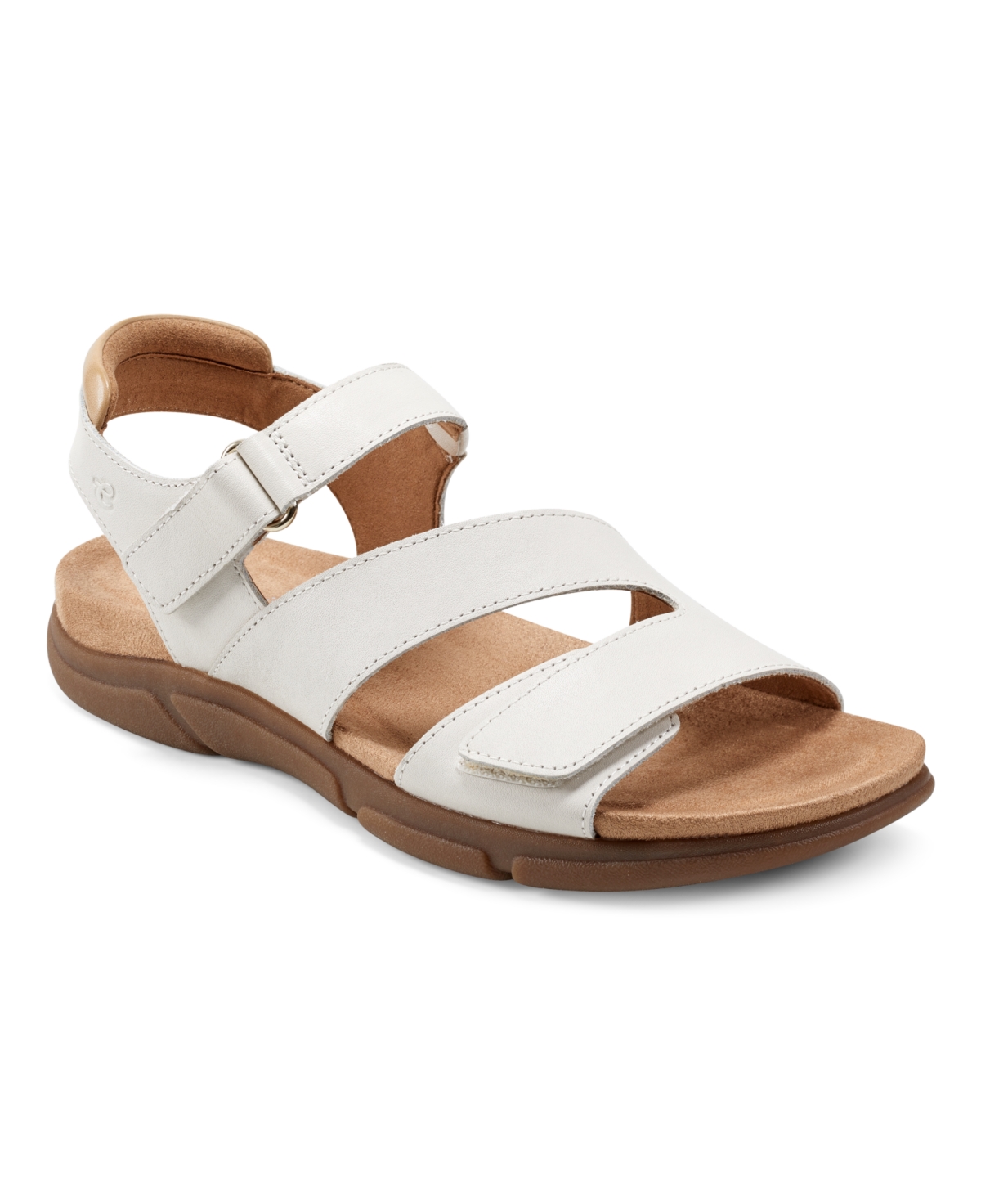 Shop Easy Spirit Women's Mavey Round Toe Strappy Casual Sandals In Cream Leather