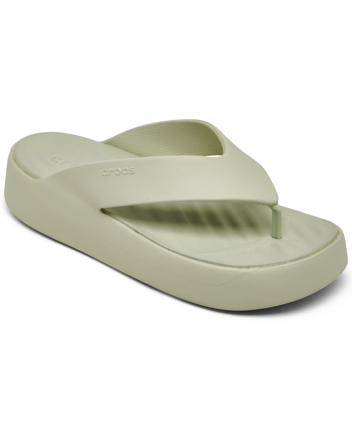 Shop Crocs Women's Getaway Platform Casual Flip-flop Sandals From Finish Line In Plaster