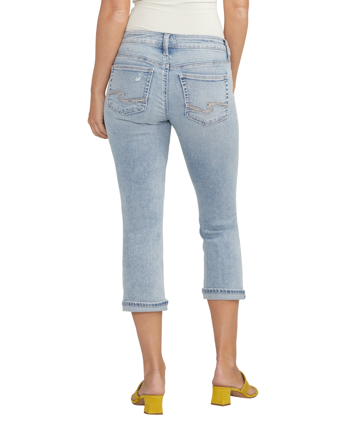 Shop Silver Jeans Co. Women's Britt Low Rise Curvy Fit Capri Jeans In Indigo