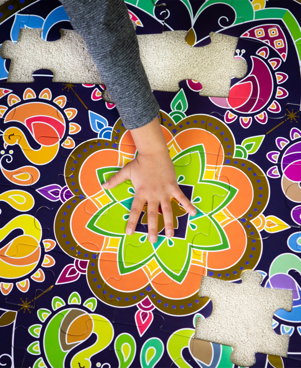 Shop Kulture Khazana Rangoli Mandala Circular Floor Puzzle, 48 Pieces In Mutli