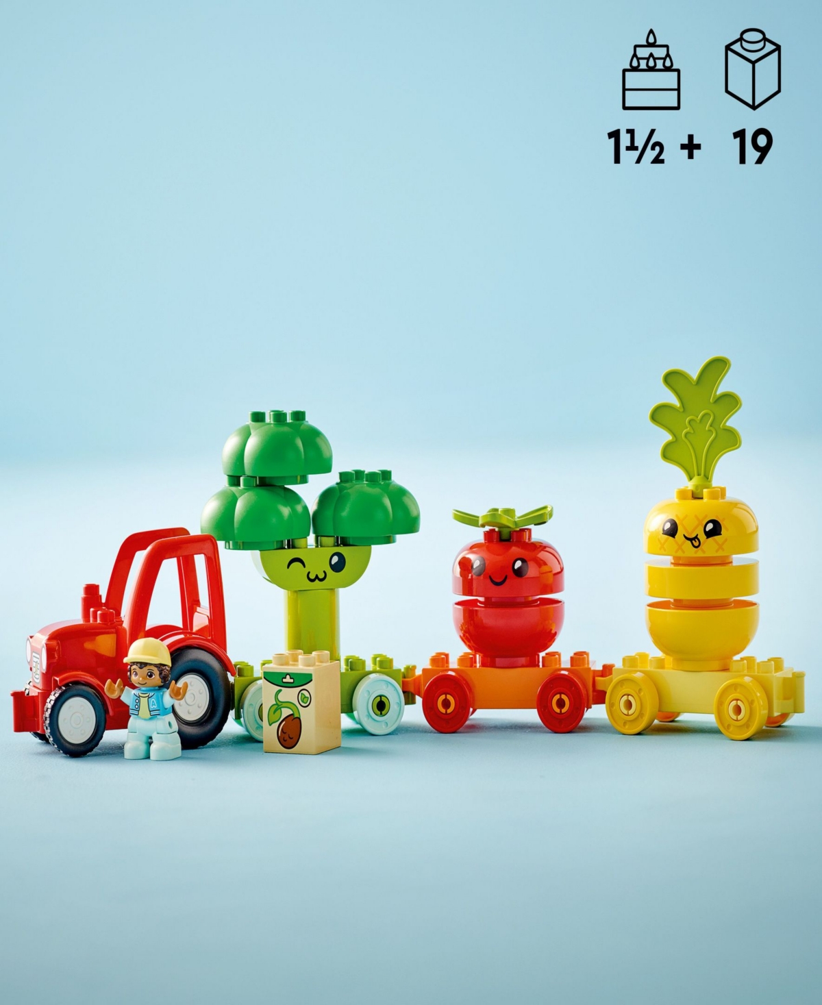 Lego Duplo 10982 My First Fruit & Vegetable Tractor Toy Learning Building Set In Multicolor