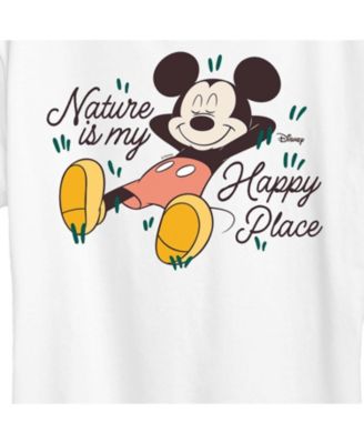 Trendy Plus Size Disney Mickey Mouse Nature is My Happy Place Graphic T-shirt