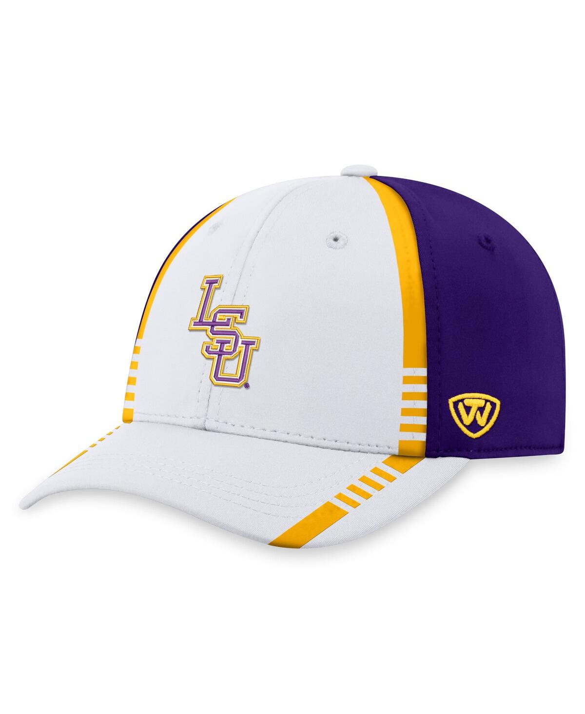 Shop Top Of The World Men's  White, Purple Lsu Tigers Iconic Flex Hat In White,purple