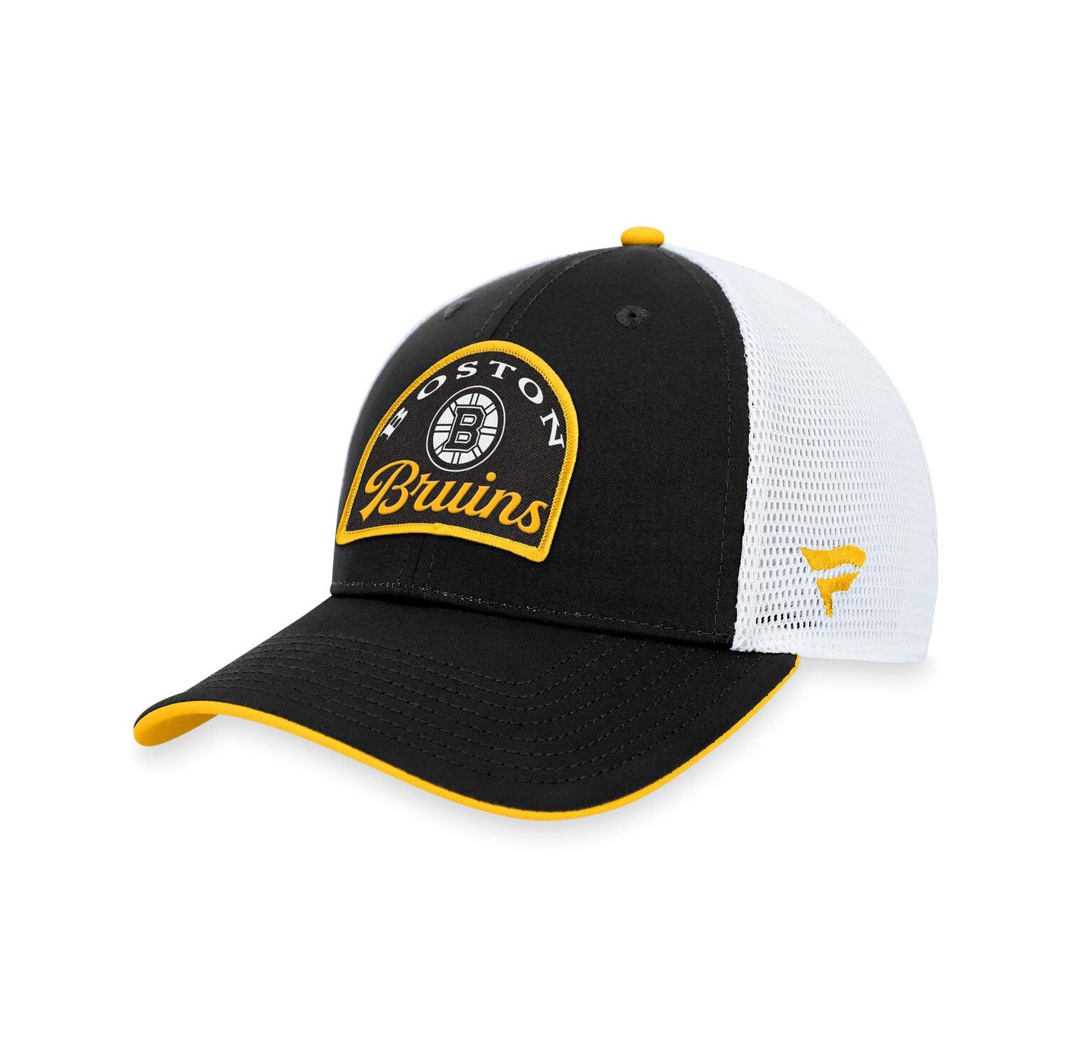 Men's Black, White Boston Bruins Fundamental Adjustable Hat