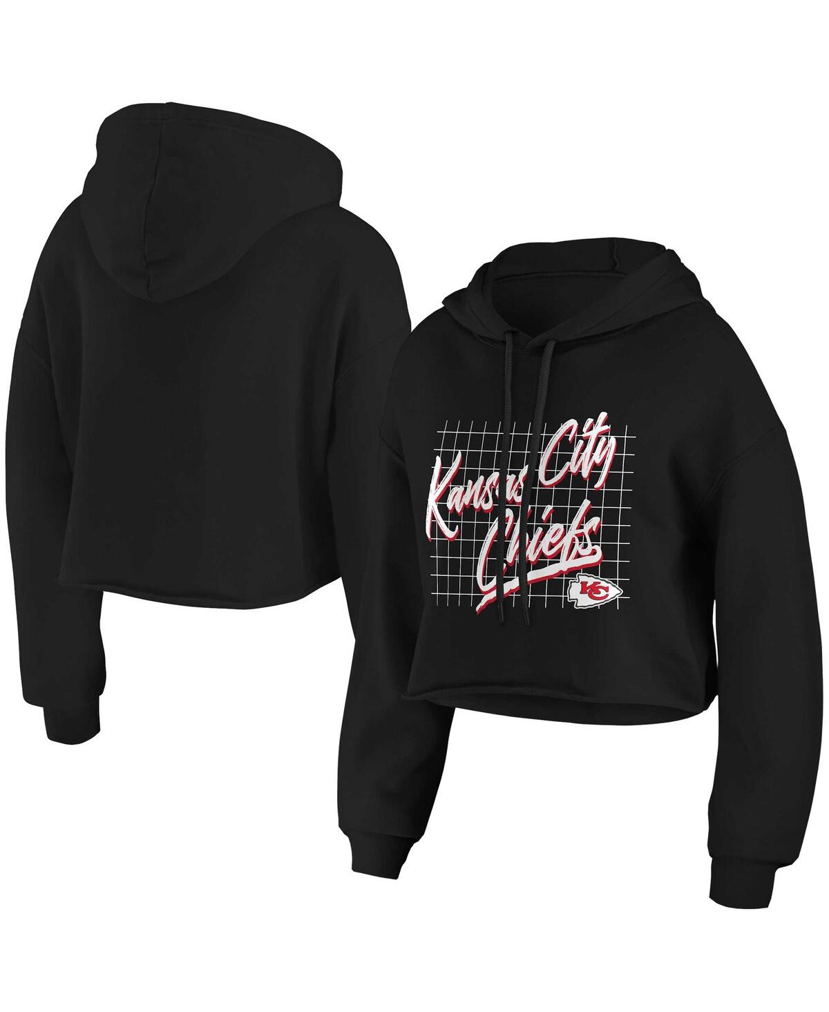 Wear By Erin Andrews Women's  Black Kansas City Chiefs Domestic Cropped Pullover Hoodie