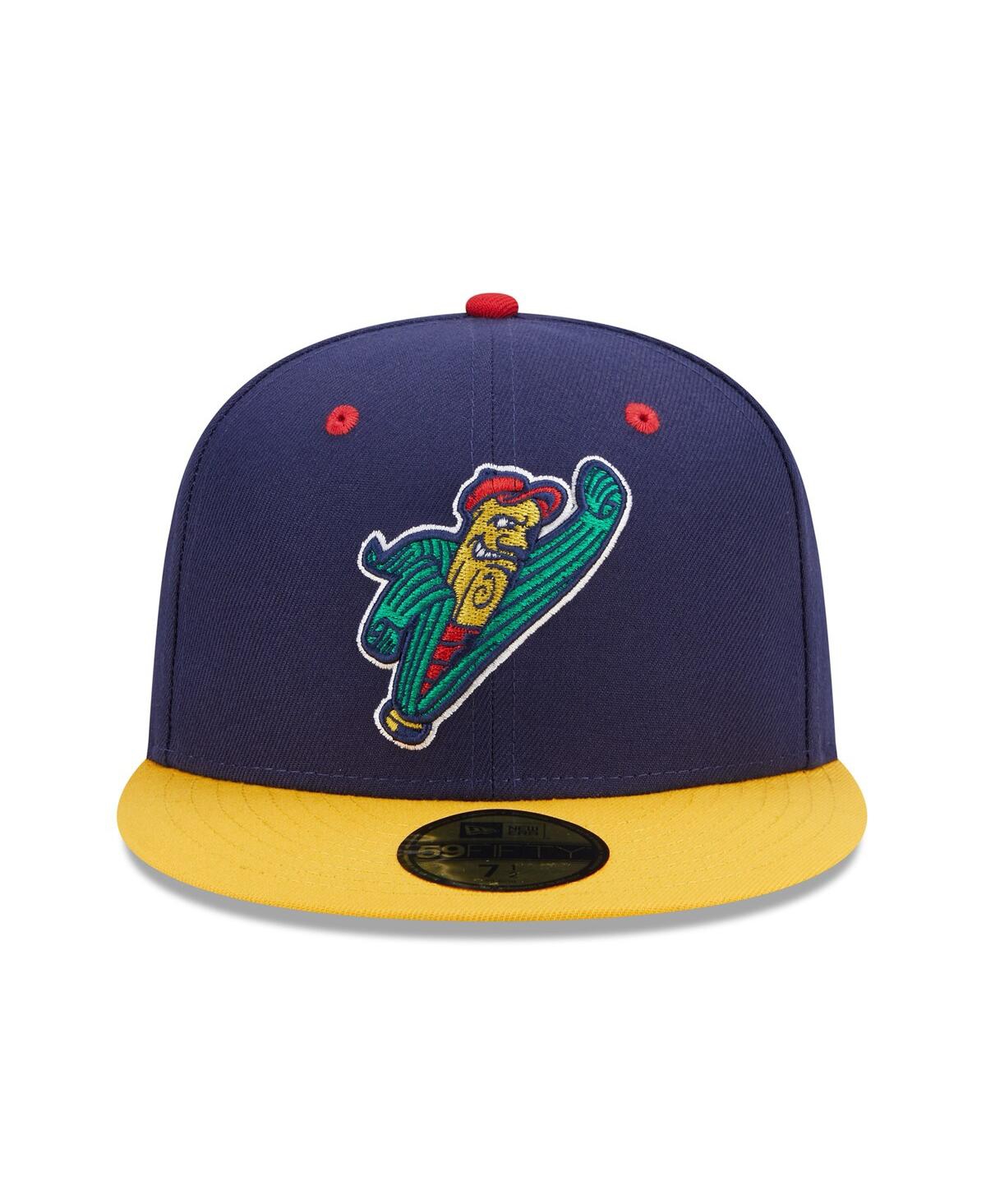 Shop New Era Men's  Navy, Yellow Cedar Rapids Kernels Marvel X Minor League 59fifty Fitted Hat In Navy,yellow