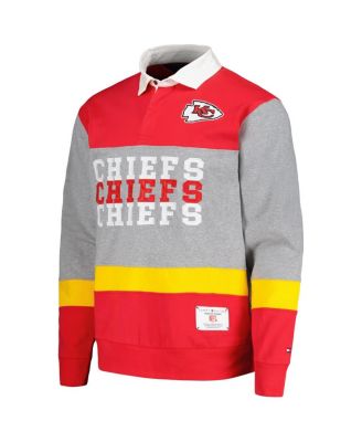 Men's Red Kansas City Chiefs Connor Oversized Rugby Long Sleeve Polo Shirt
