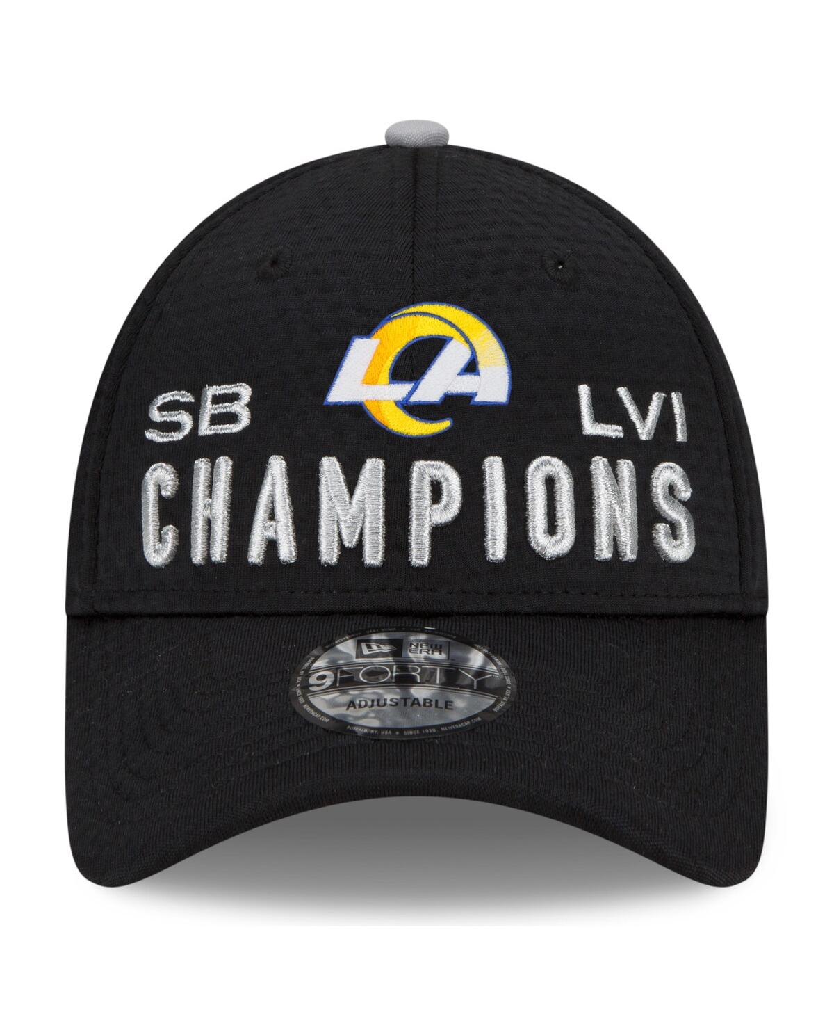 NEW ERA YOUTH BOYS AND GIRLS NEW ERA BLACK LOS ANGELES RAMS SUPER BOWL LVI CHAMPIONS LOCKER ROOM TROPHY COLL 