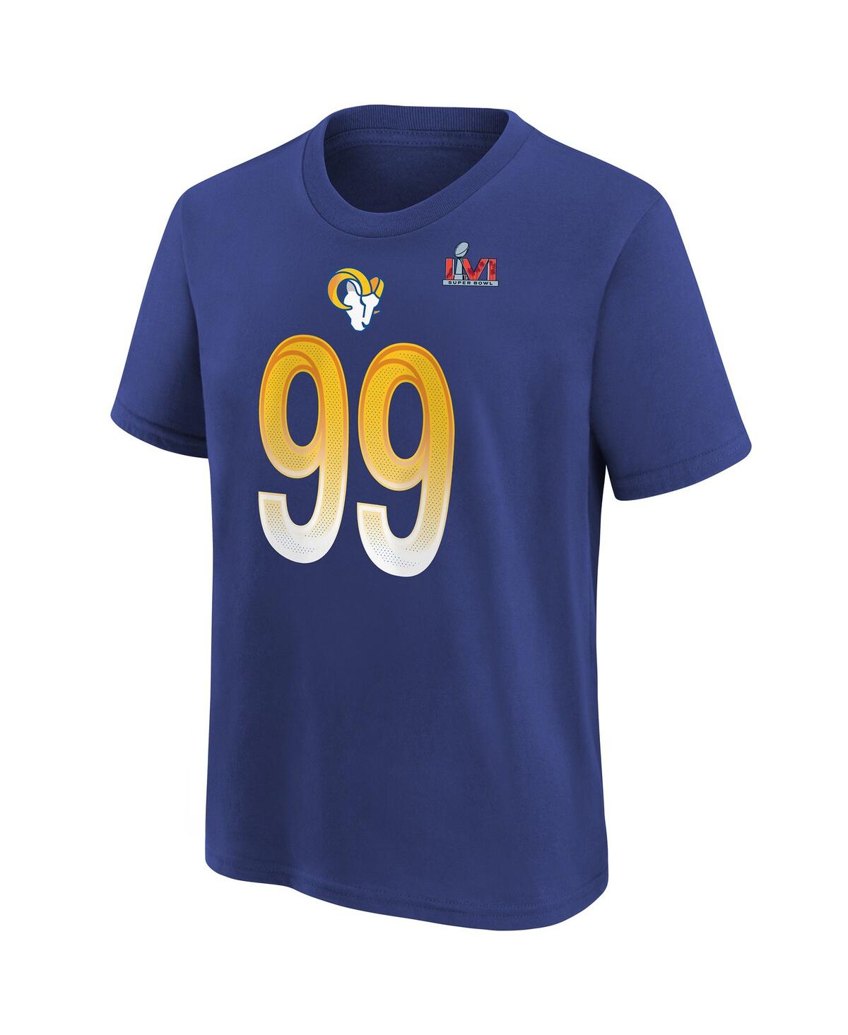 Shop Nike Big Boys  Aaron Donald Royal Los Angeles Rams Super Bowl Lvi Name And Number T-shirt