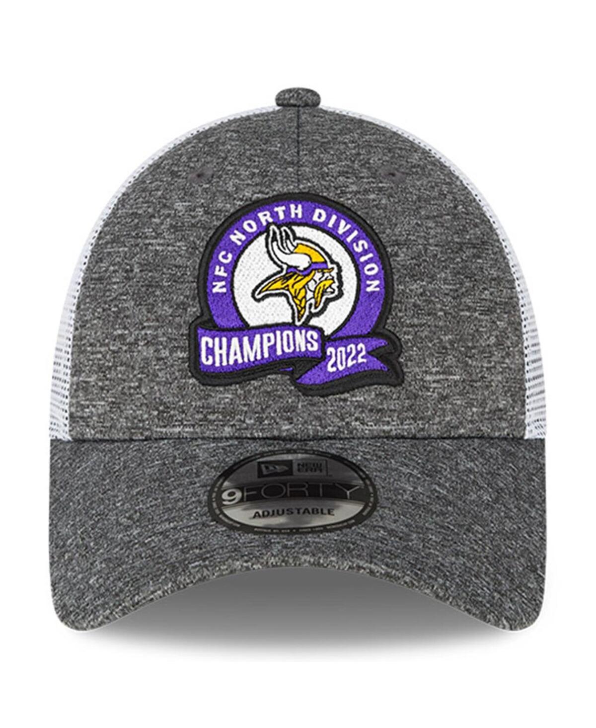 NEW ERA MEN'S NEW ERA HEATHER GRAY MINNESOTA VIKINGS 2022 NFC NORTH DIVISION CHAMPIONS LOCKER ROOM 9FORTY AD 
