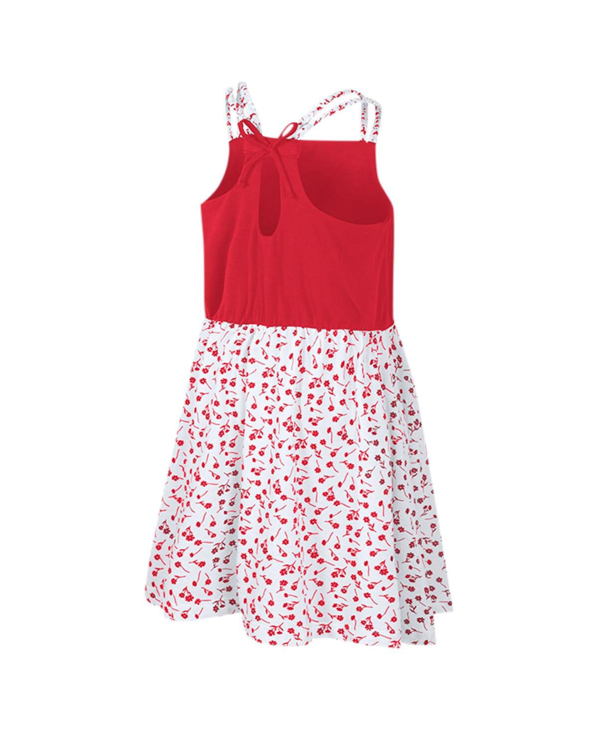 Shop Colosseum Big Girls  Scarlet, White Ohio State Buckeyes Robin Floral Dress In Scarlet,white