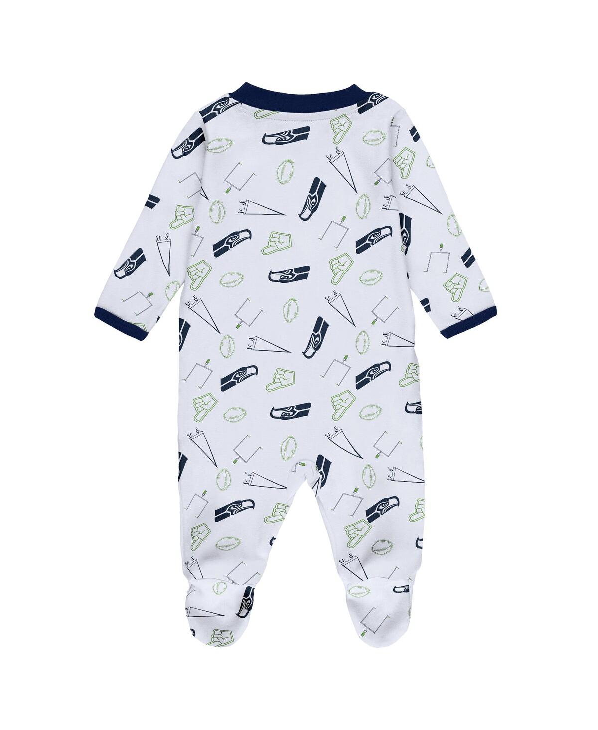 Shop Wear By Erin Andrews Baby Boys And Girls  White Seattle Seahawks Sleep And Play Full-zip Sleeper And