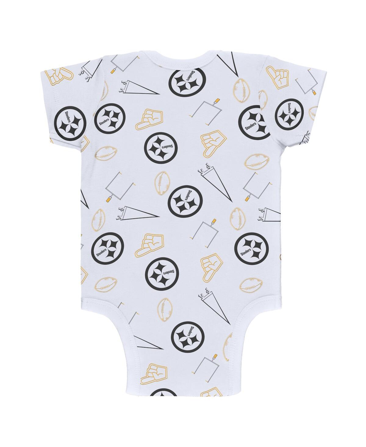 Shop Wear By Erin Andrews Baby Boys And Girls  Gray, Black, White Pittsburgh Steelers Three-piece Turn Me  In Gray,black