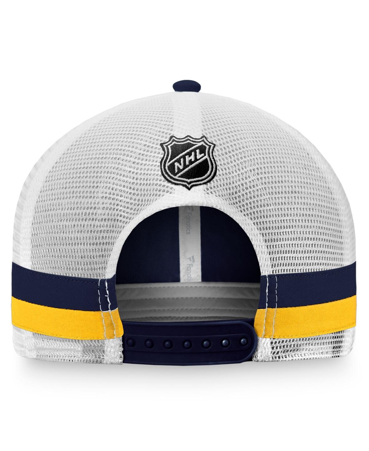 Shop Fanatics Men's  Navy, White St. Louis Blues Fundamental Striped Trucker Adjustable Hat In Navy,white