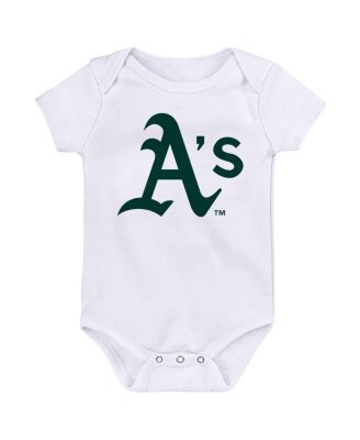 Baby Boys and Girls Gold, Green, White Oakland Athletics Minor League Player Three-Pack Bodysuit Set