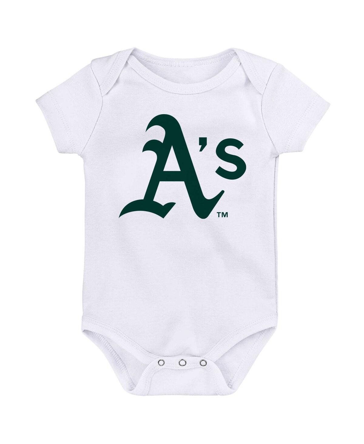 Outerstuff Baby Boys And Girls Gold, Green, White Oakland Athletics Minor League Player Three-pack Bodysuit Set In Gold,green