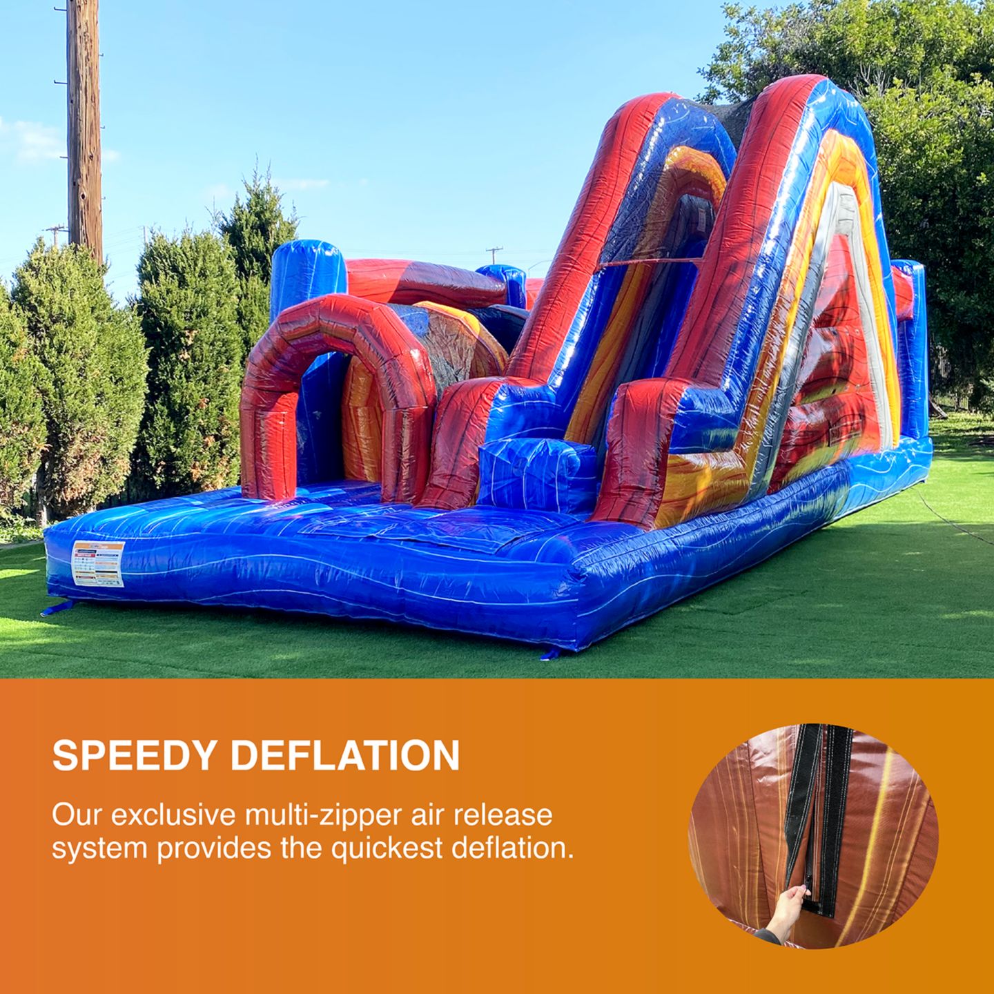 Детская игрушка Xjump Retro U Run Obstacle Course Bounce House with Slide, 30'L x 14'W x 14'H, Maximum 6 People, Ages 3+, цвет: Оранжевый — фото 6