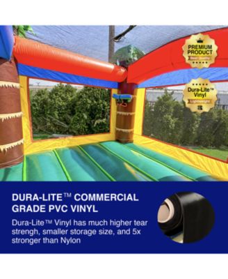 HeroKiddo Safari Bounce House Inflatable for Kids and Adults (with Blower), Commercial Grade, Basketball Hoop, Birthday Party, Rental Quality, Backyard Home, Outdoor Indoor Use, Moonwalk Bouncy House