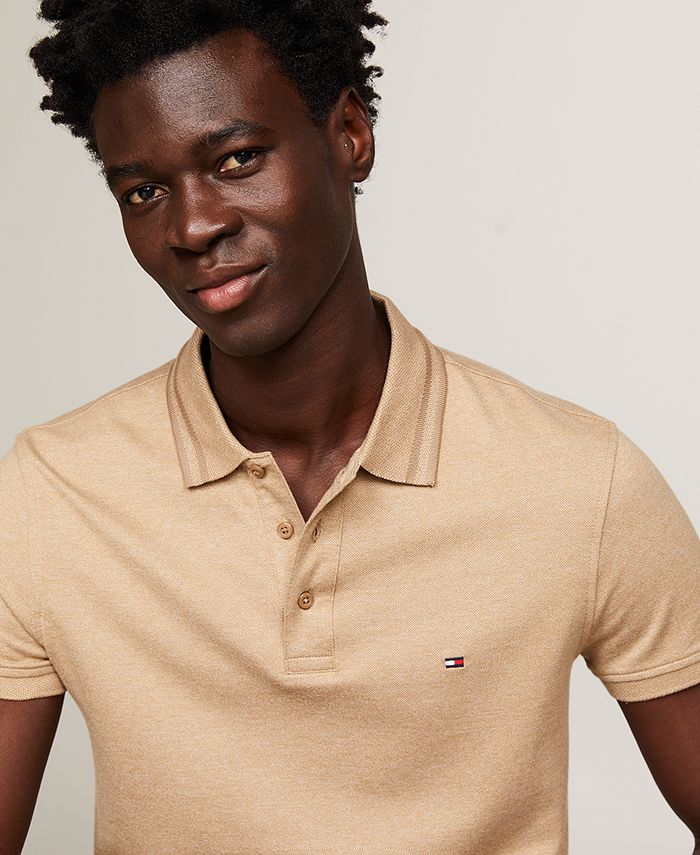 Tommy Hilfiger Men's Pretwist Mouline Slim Fit Short Sleeve Polo Shirt ...