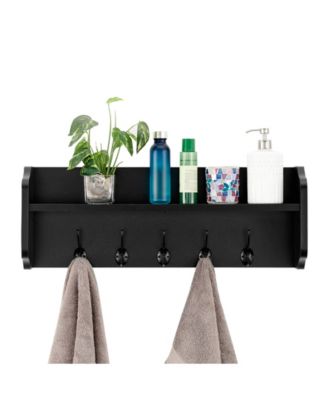 Entryway Floating Utility Wall Shelf with Hooks