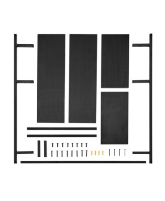 Rhodes 4 Tier Modern Floating Windowsill Wall Shelf Unit with Black Metal Frame and Black MDF Shelves