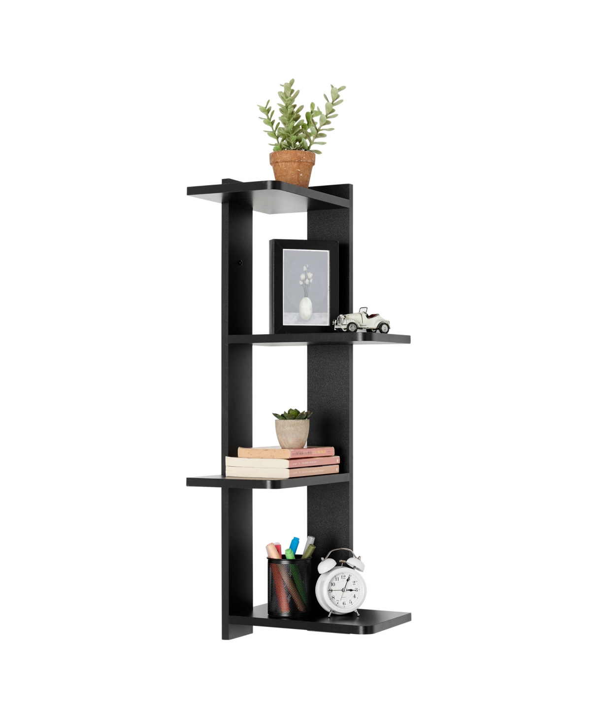 Shop Danya B Alvar Corner 4-tier Floating Ledge Column Wall Shelf In Black