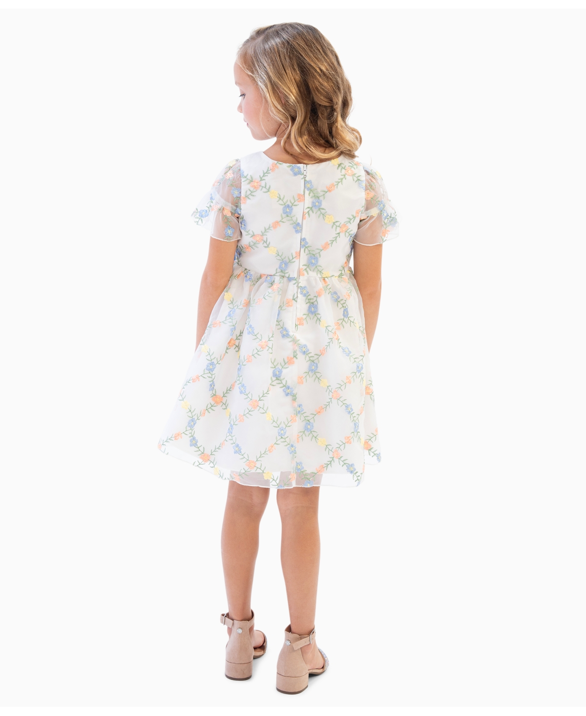 Rare Editions Little Girls 3D Floral Embroidered Social Dress