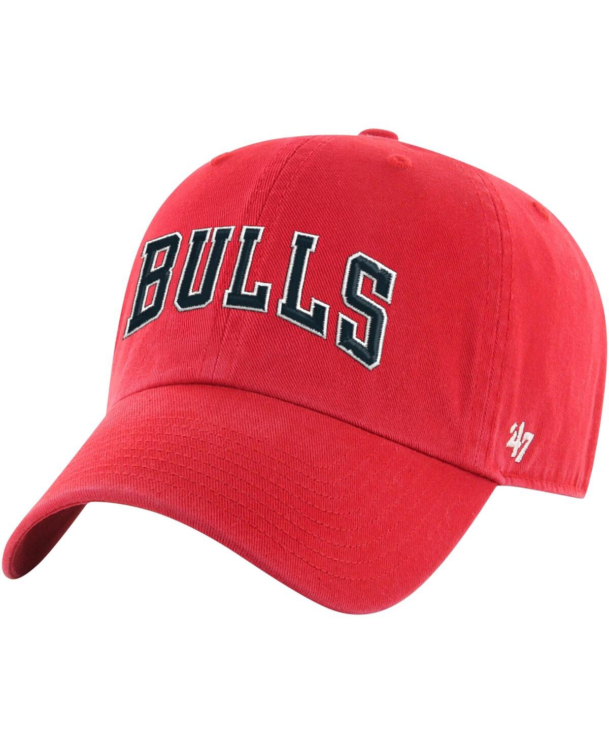 47 Brand Men's ' Red Chicago Bulls Core Wordmark Clean Up Adjustable Hat In Red
