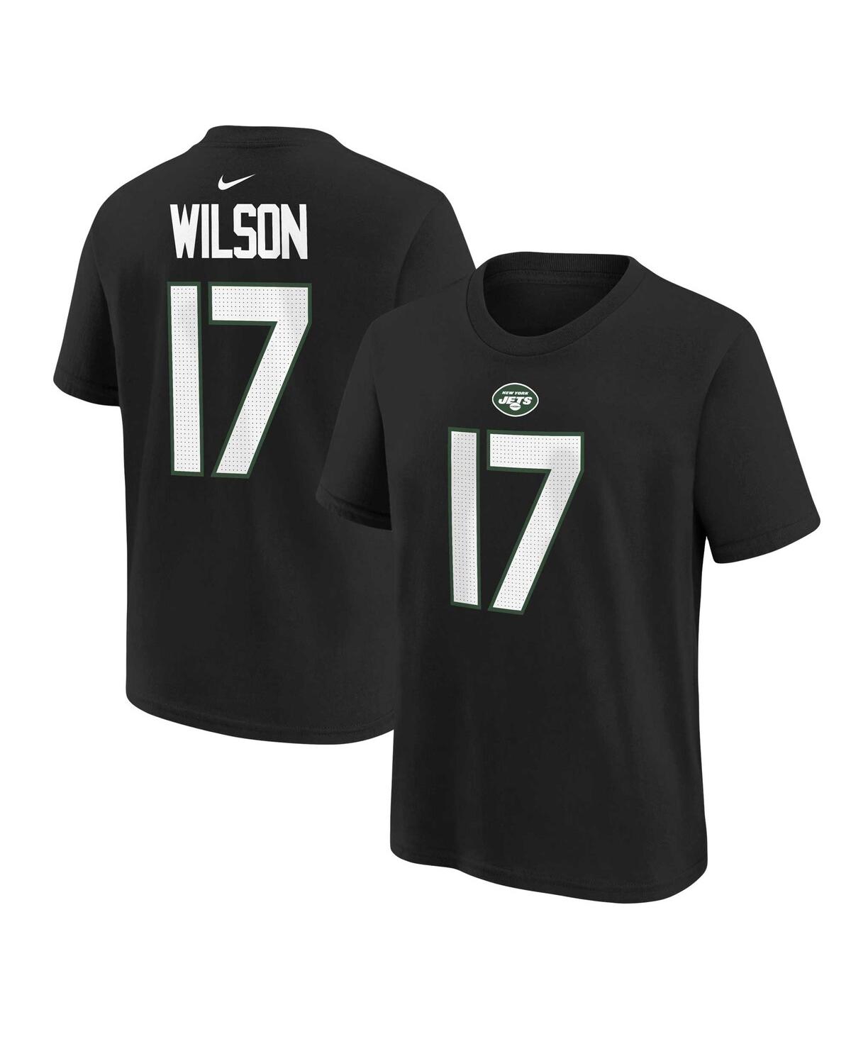 Shop Nike Little Boys And Girls  Garrett Wilson Black New York Jets Player Name And Number T-shirt