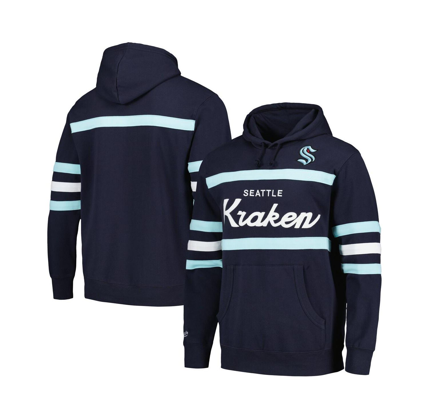 Men's Deep Sea Blue Seattle Kraken Head Coach Pullover Hoodie