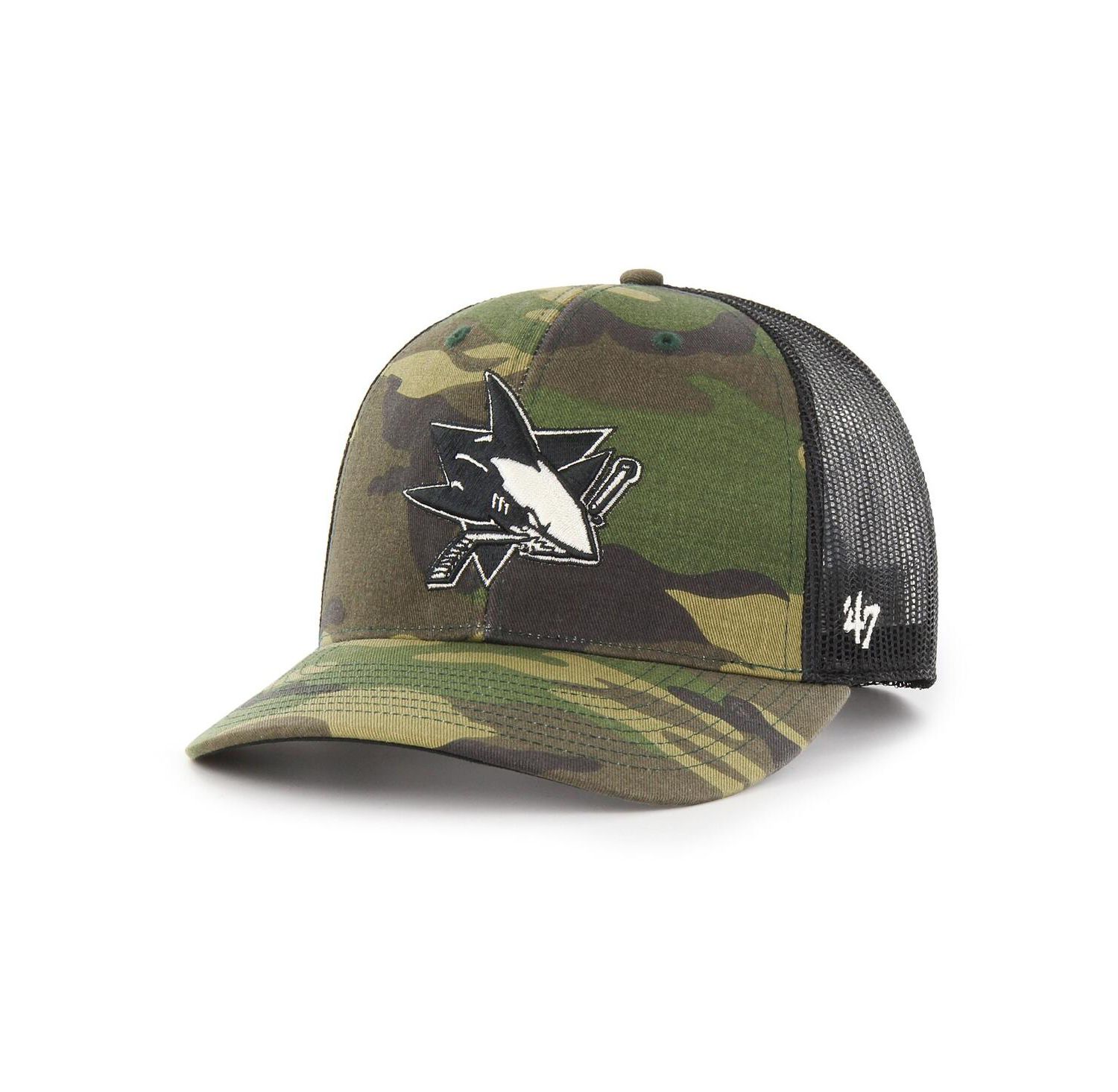 Men's Camo, Black San Jose Sharks Trucker Snapback Hat