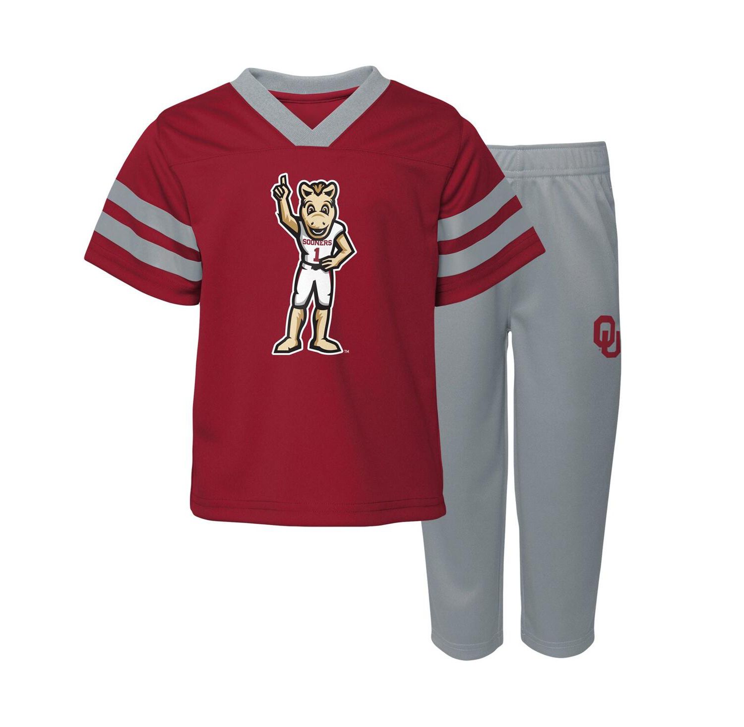 Baby Boys and Girls Crimson Oklahoma Sooners Two-Piece Red Zone Jersey and Pants Set