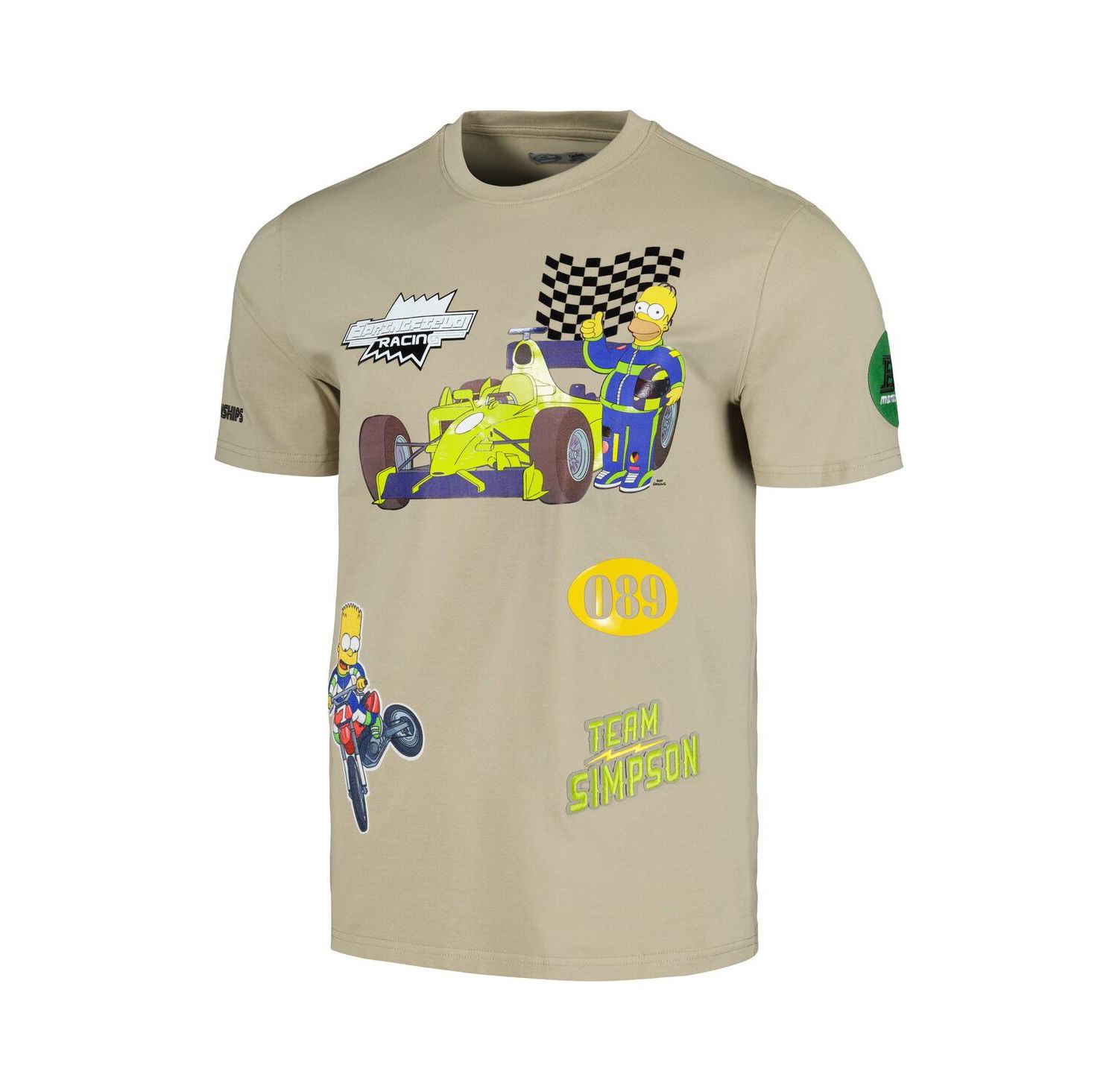 Men's and Women's Khaki The Simpsons Racing T-shirt