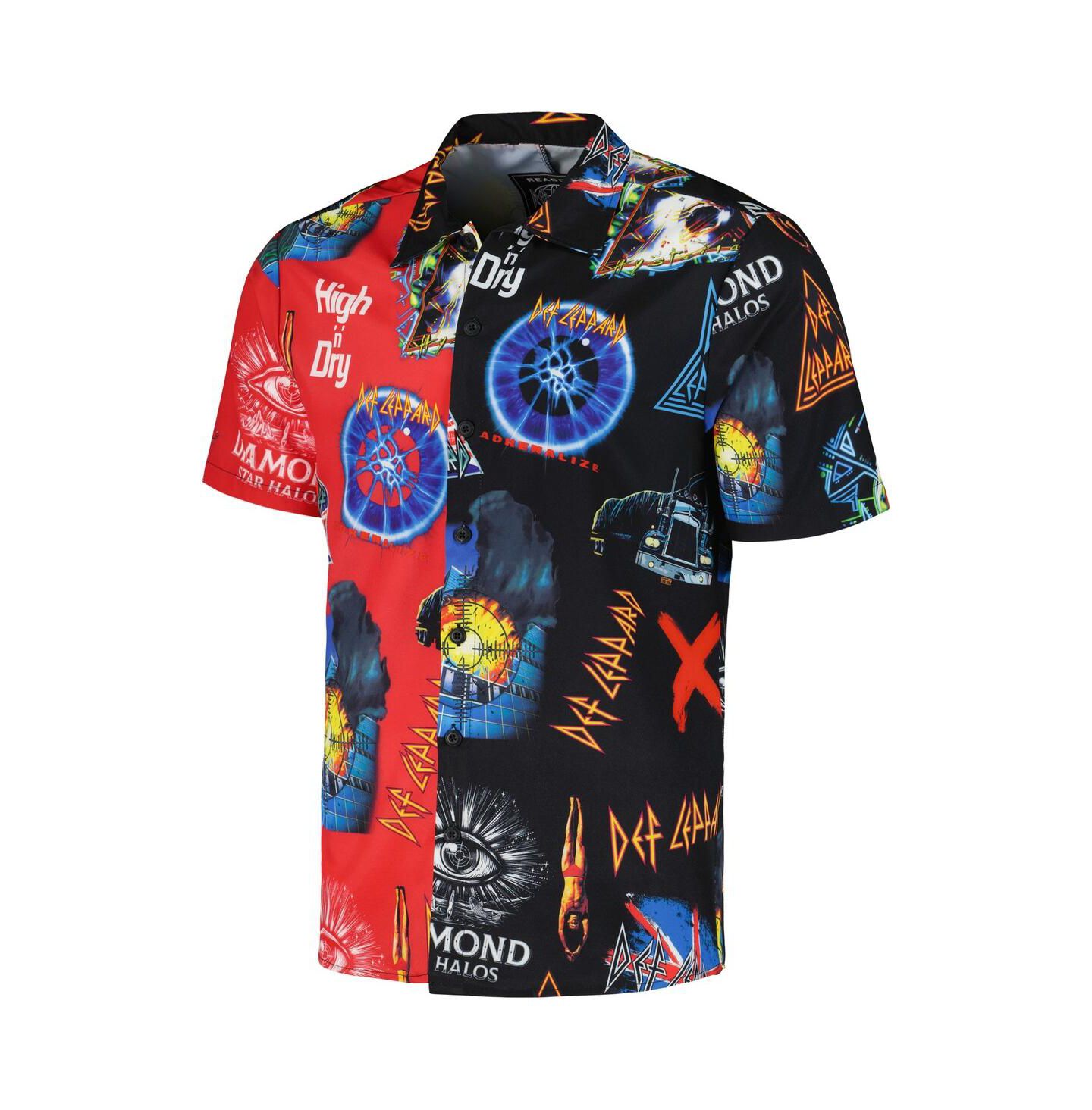 Рубашка Reason Black, Red Def Leppard All-Over Print Woven Button-Up — фото 2