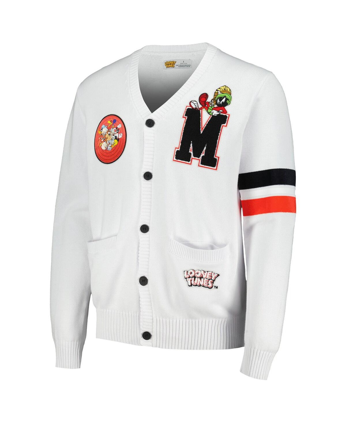 Shop Freeze Max Men's  White Looney Tunes Marvin The Martian Cardigan