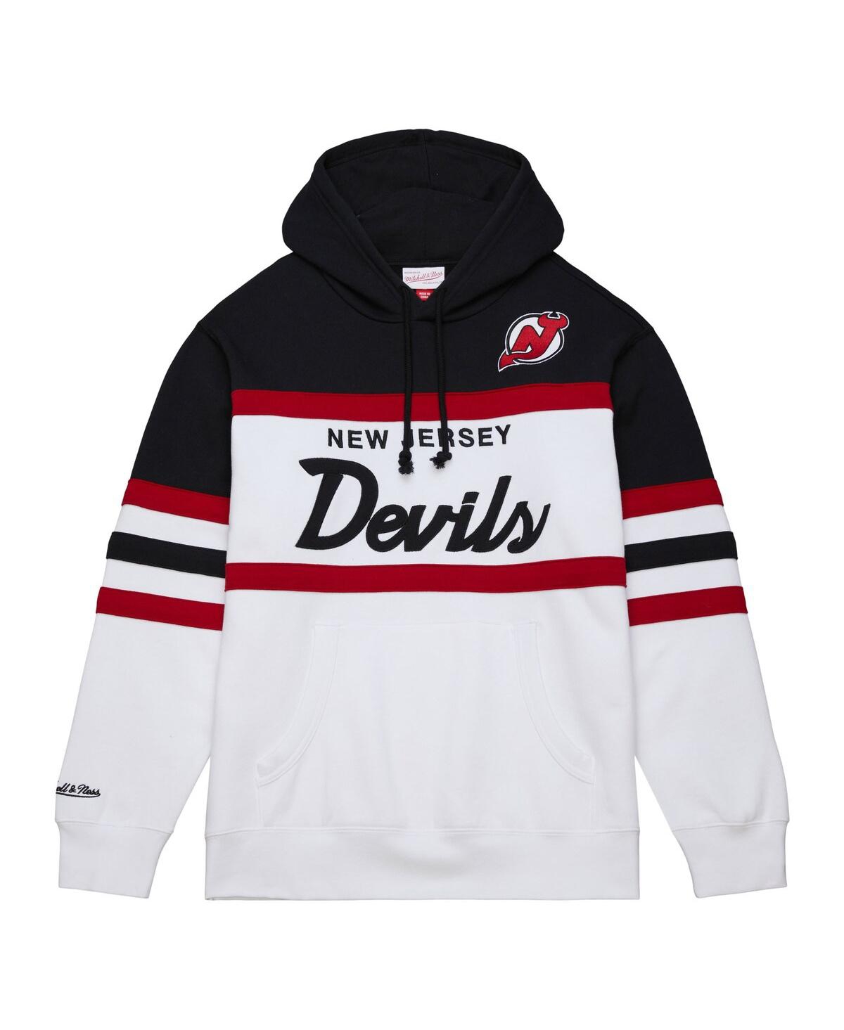 Mitchell & Ness Men's  White, Black New Jersey Devils Head Coach Pullover Hoodie In White,black