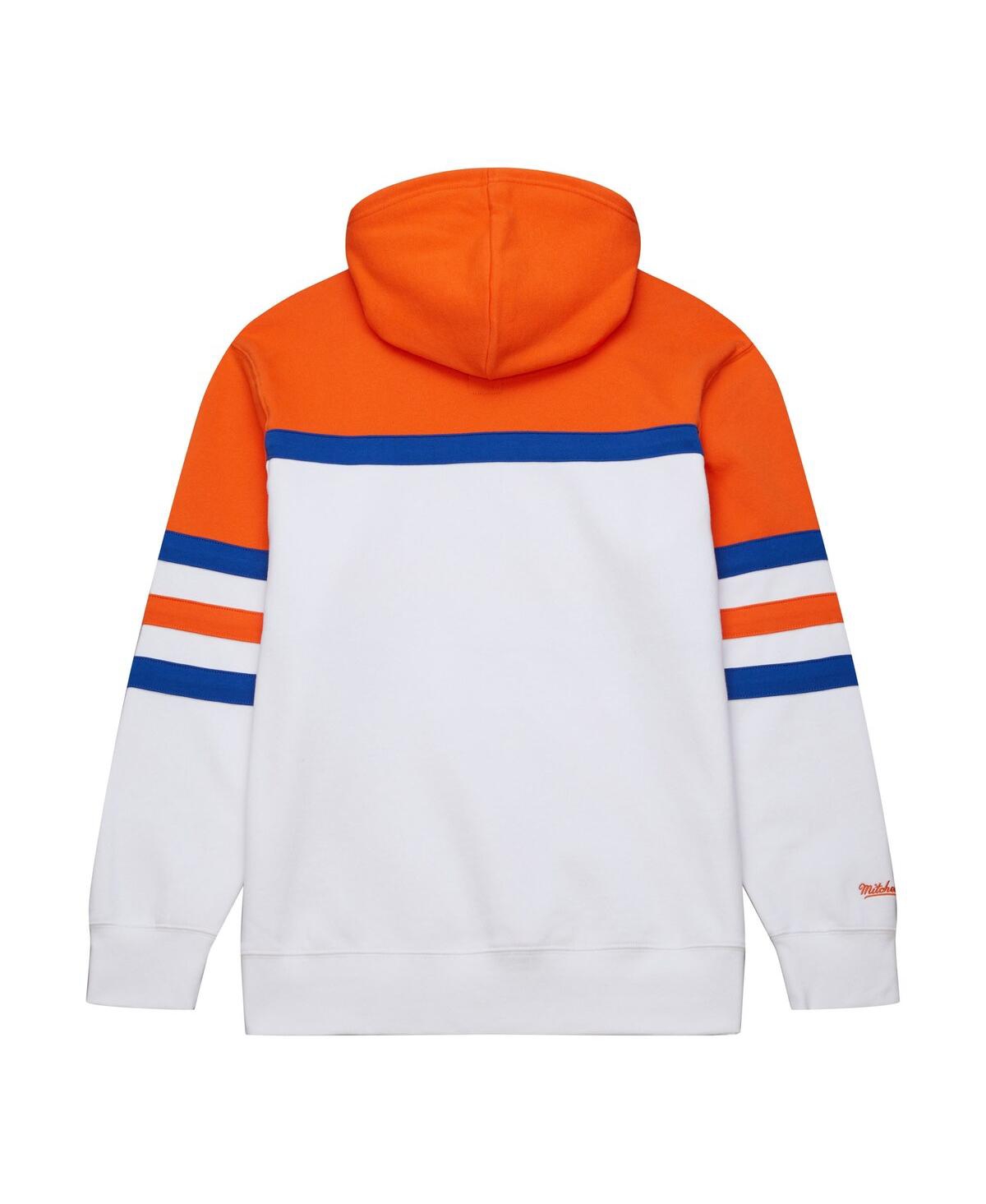 Mitchell & Ness Men's  White, Orange New York Islanders Head Coach Pullover Hoodie In White,orange