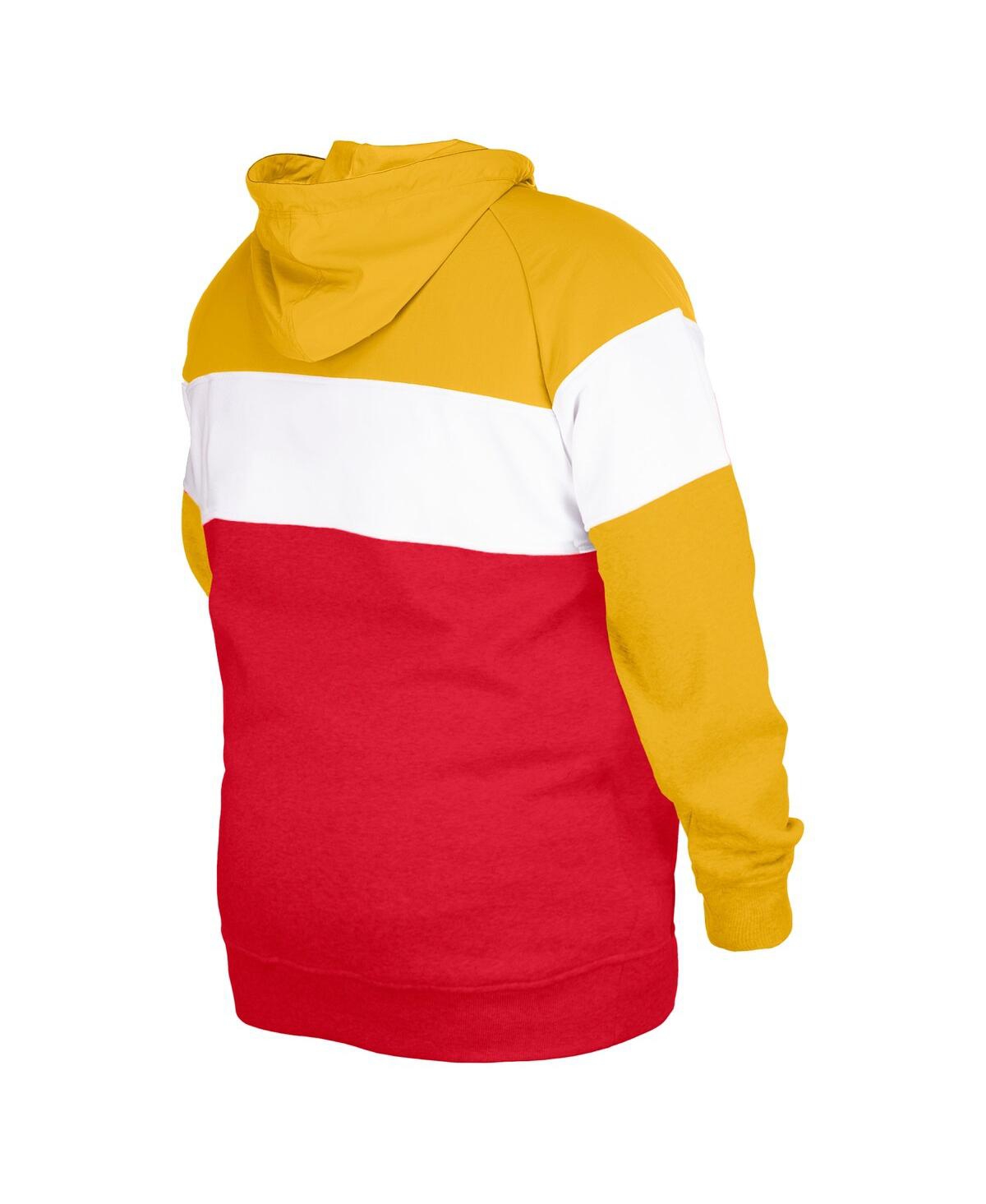 Shop New Era Men's  Red Kansas City Chiefs Big And Tall Current Colorblock Pullover Hoodie