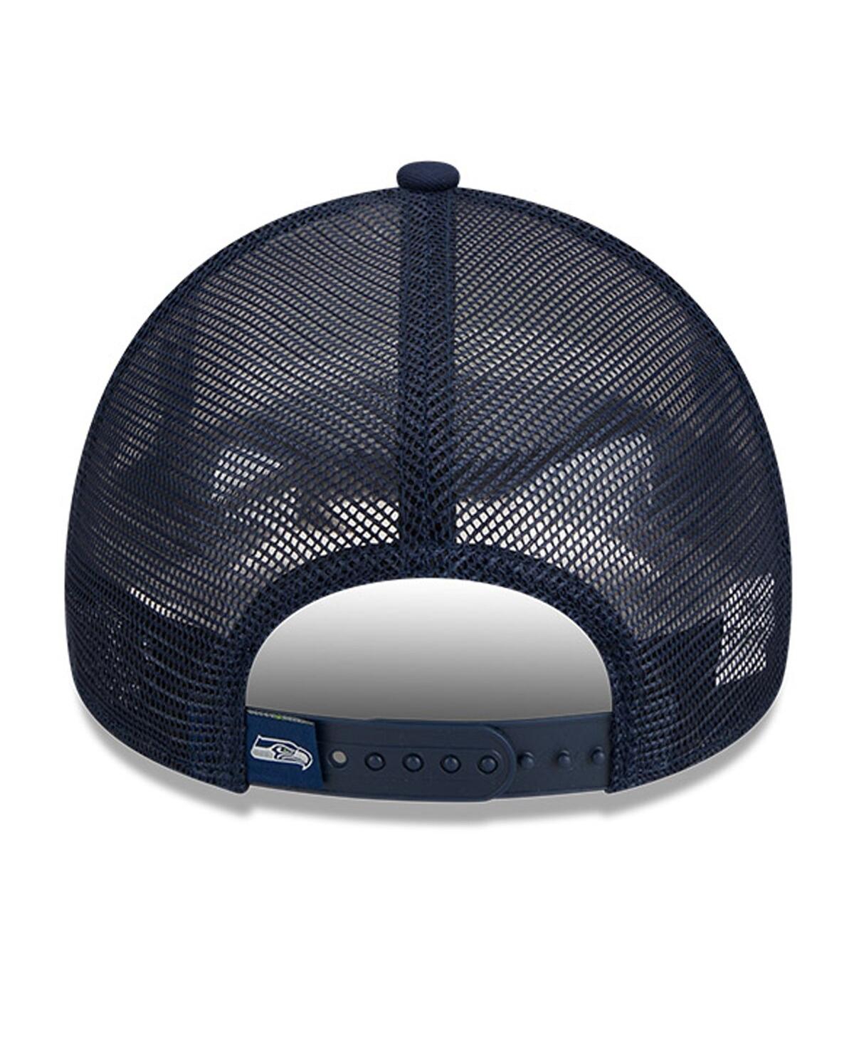 New Era Men's  White, College Navy Seattle Seahawks Stacked A-frame Trucker 9forty Adjustable Hat In White,college Navy
