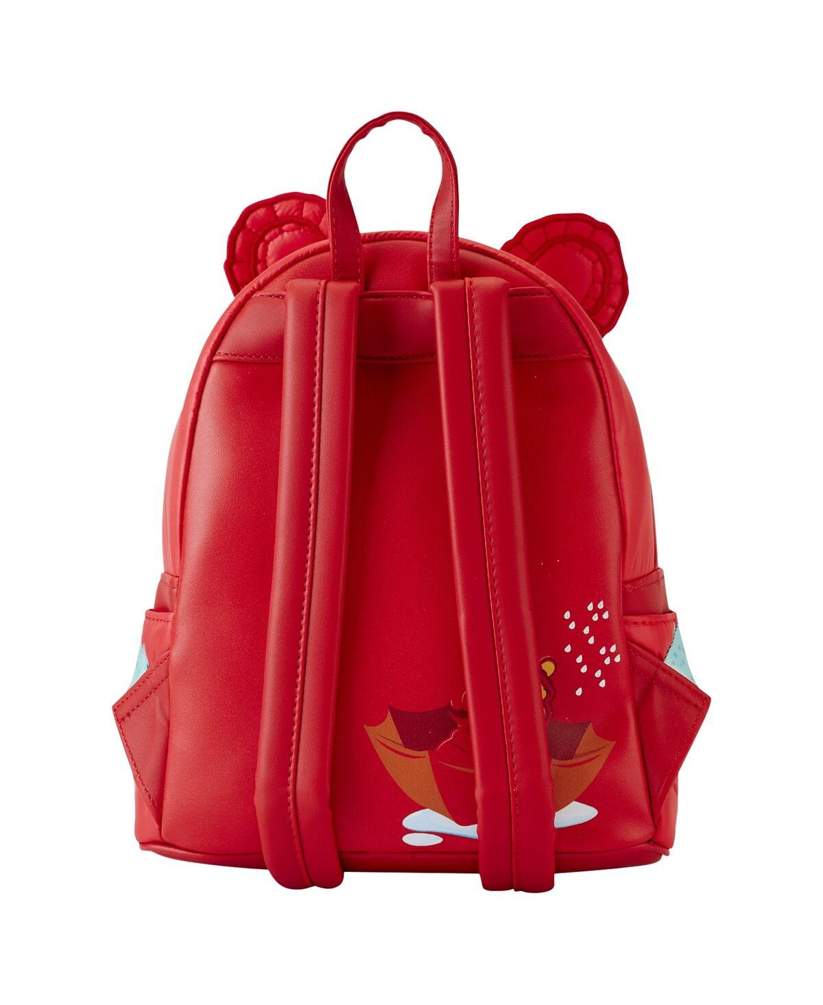 Shop Loungefly Men's And Women's  Winnie The Pooh Rainy Day Puffer Jacket Cosplay Mini Backpack In Red