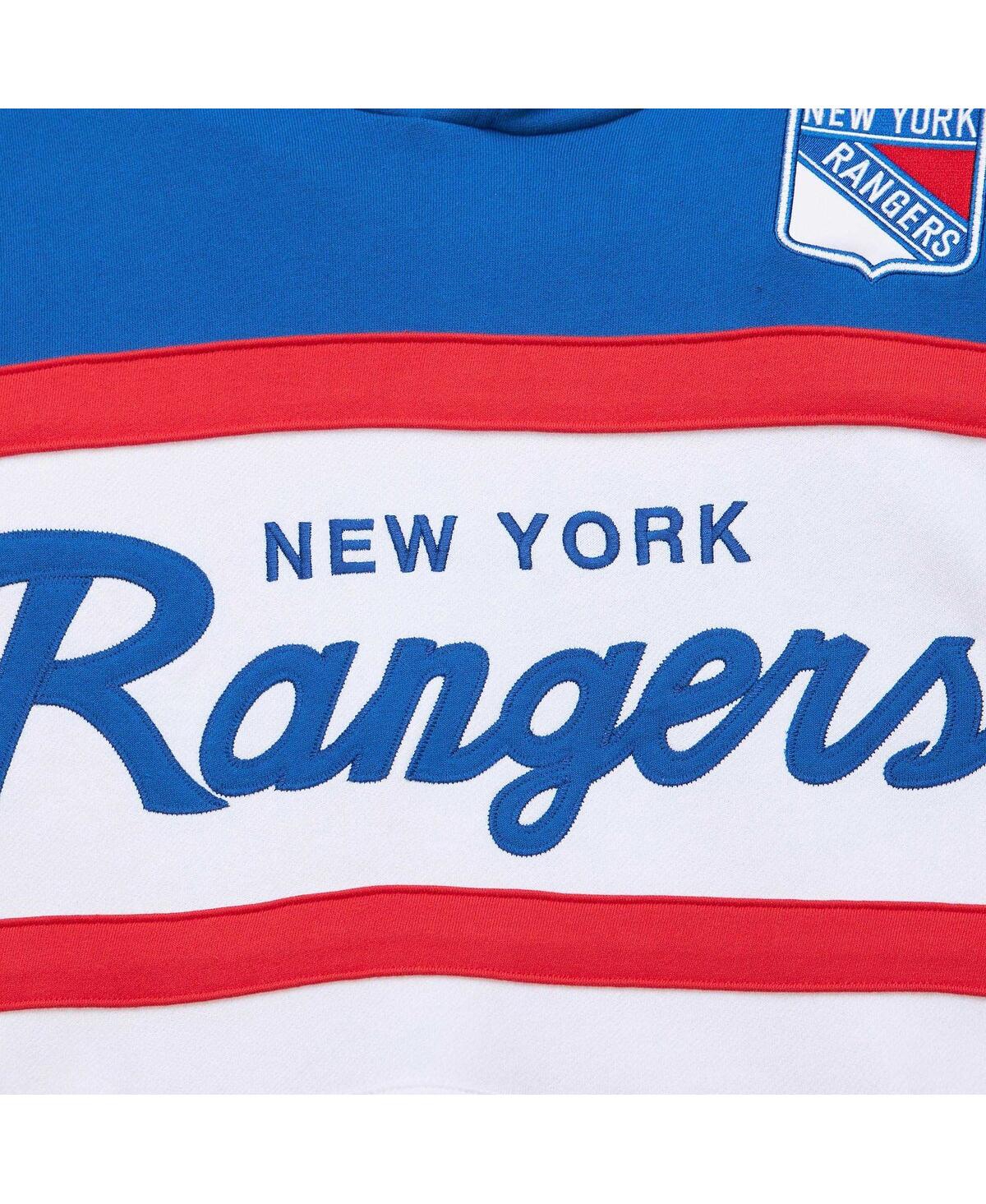 Mitchell & Ness Men's  White, Blue New York Rangers Head Coach Pullover Hoodie In White,blue
