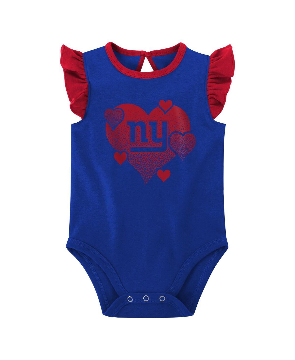 Shop Outerstuff Baby Girls Royal, Red New York Giants Spread The Love 2-pack Bodysuit Set In Royal,red