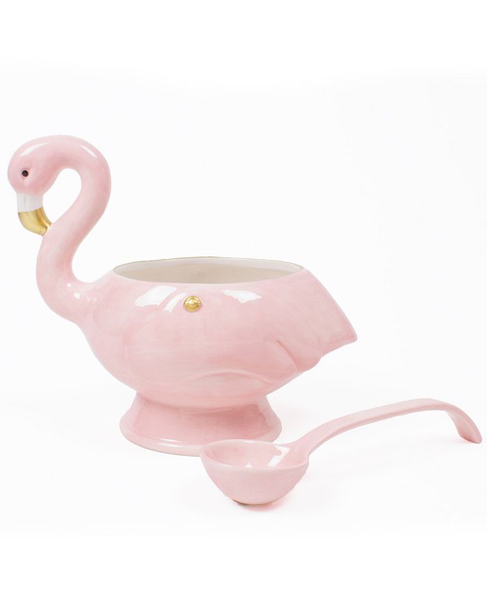 8 Oak Lane Flamingo Punch Bowl with Ladle Macy's