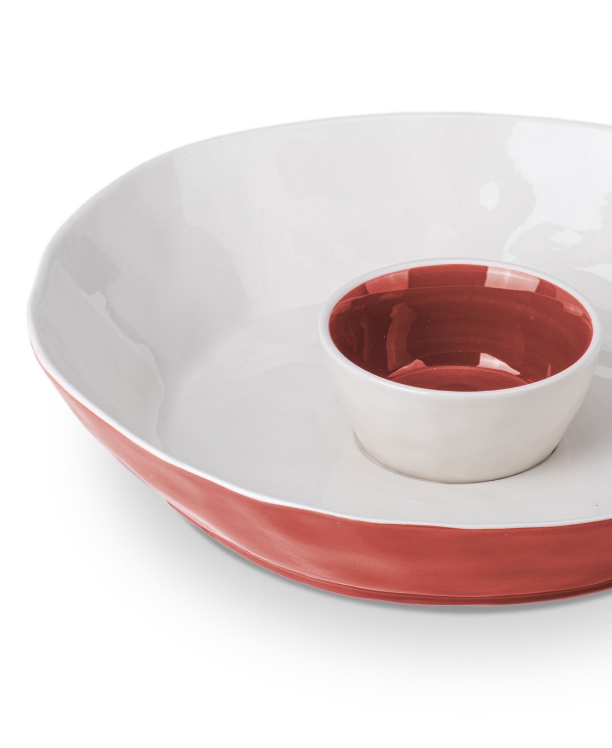Shop Thirstystone Ceramic Chip And Dip Bowl In Terracotta Red