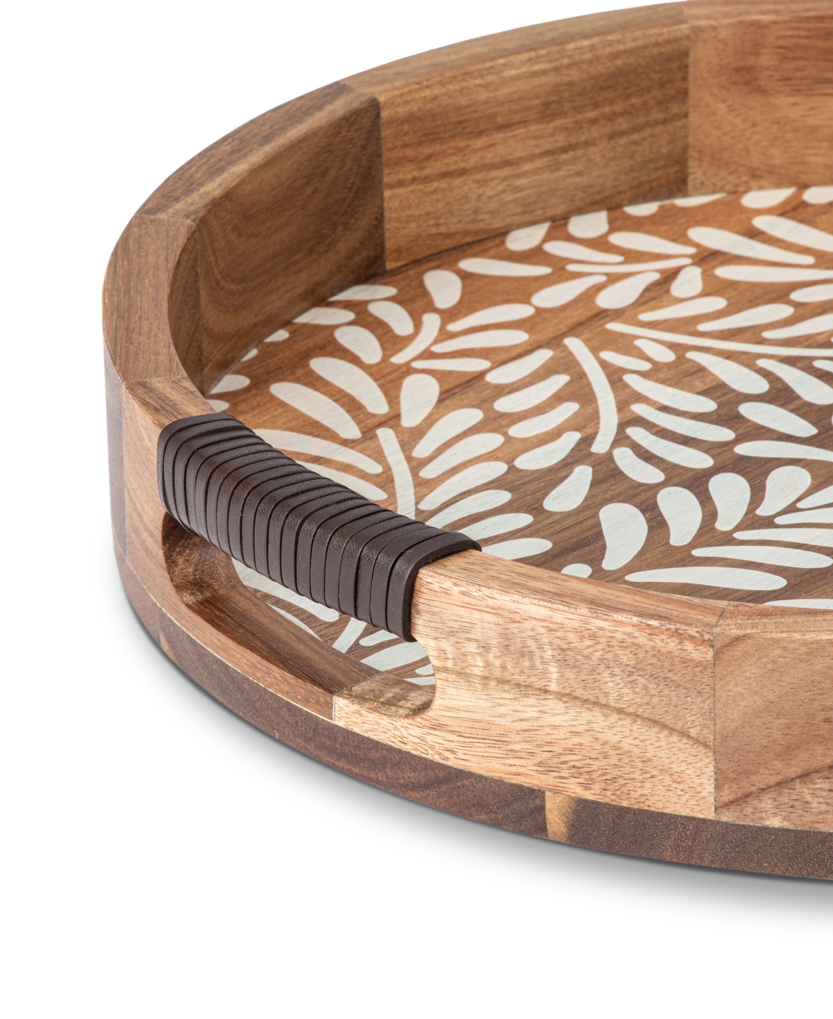 Shop Thirstystone Round Acacia Wood Tray In Brown