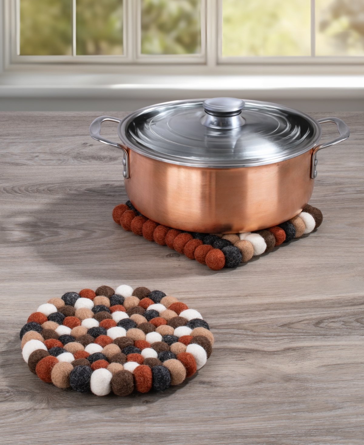 Thirstystone Felted Pom Pom Trivets, Set Of 2 In Multicolor