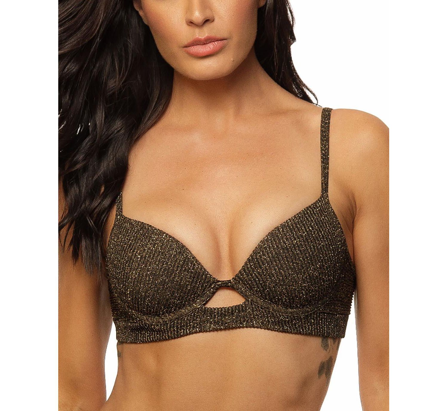 Women's Crinkle Lurex Padded Underwire Bikini Top