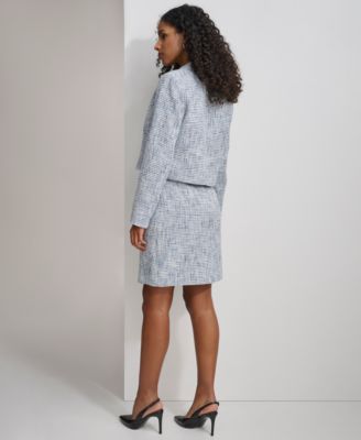 Shop Calvin Klein Womens Cropped Tweed Blazer Pencil Skirt In Breeze Multi